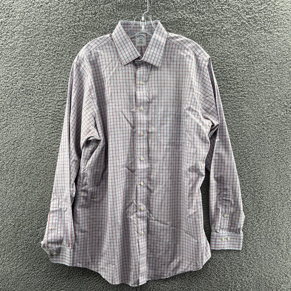 Brooks Brothers 346 Shirt Mens 17-6/7 Long Sleeve Button Up Slim Fit Light Blue